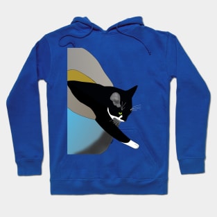 Cute Tuxedo Cat needs a bigger Igloo bed Copyright TeAnne Hoodie